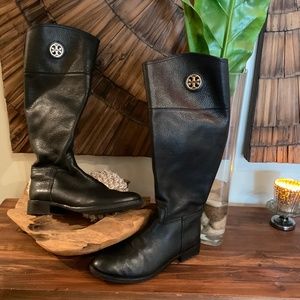 Tory Burch  Tall  Junction  Riding Boots,  Black, Leather , Size  7M